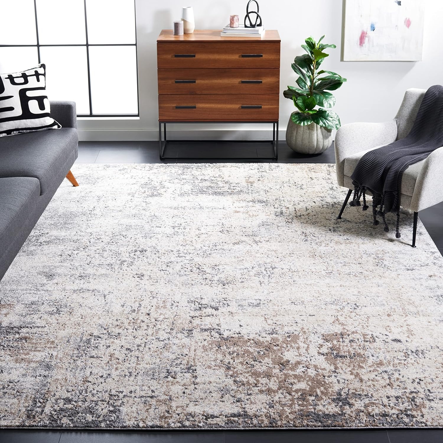 image:imageSAFAVIEH Aston Collection Area Rug 9 x 12 Ivory amp Grey Modern Abstract Design NonShedding amp Easy Care Ideal for High Traffic Areas in Living Room Bedroom ASN705AIvoryGrey