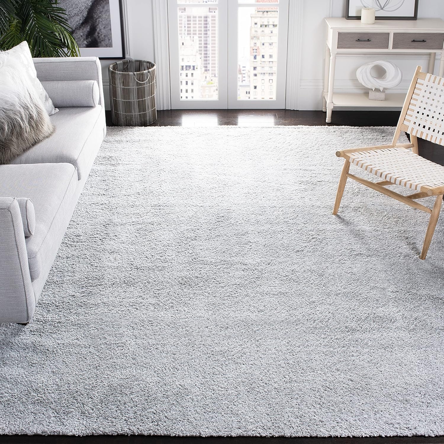 image:imageSAFAVIEH August Shag Collection Area Rug 9 x 12 Beige Solid Design NonShedding amp Easy Care 125inch Thick Ideal for High Traffic Areas in Living Room Bedroom AUG561BLight Grey