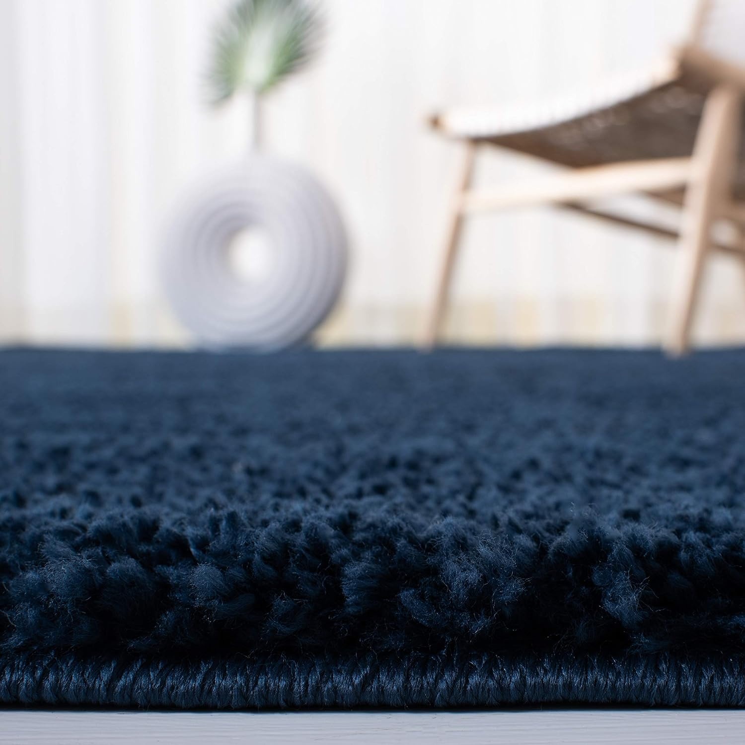 image:imageSAFAVIEH August Shag Collection Area Rug 9 x 12 Beige Solid Design NonShedding amp Easy Care 125inch Thick Ideal for High Traffic Areas in Living Room Bedroom AUG561BNavy
