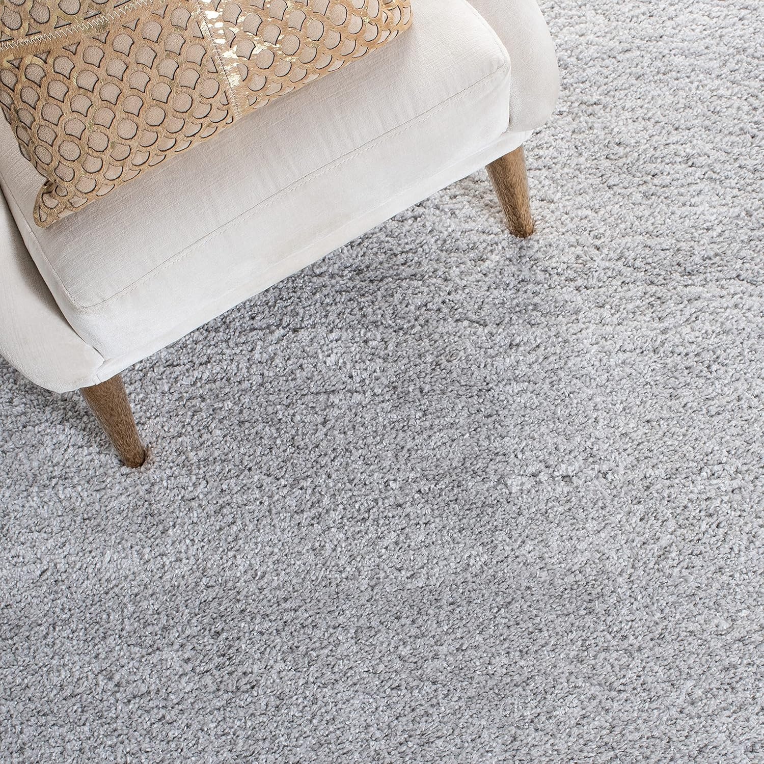 image:imageSAFAVIEH August Shag Collection Area Rug 9 x 12 Beige Solid Design NonShedding amp Easy Care 125inch Thick Ideal for High Traffic Areas in Living Room Bedroom AUG561BLight Grey