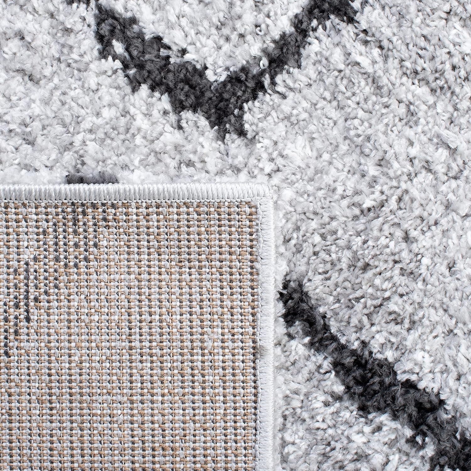 image:imageSAFAVIEH August Shag Collection Area Rug 9 x 12 Ivory amp Grey Moroccan Diamond Design NonShedding amp Easy Care 125inch Thick Ideal for High Traffic Areas in Living Room Bedroom AUG572FIvoryGrey