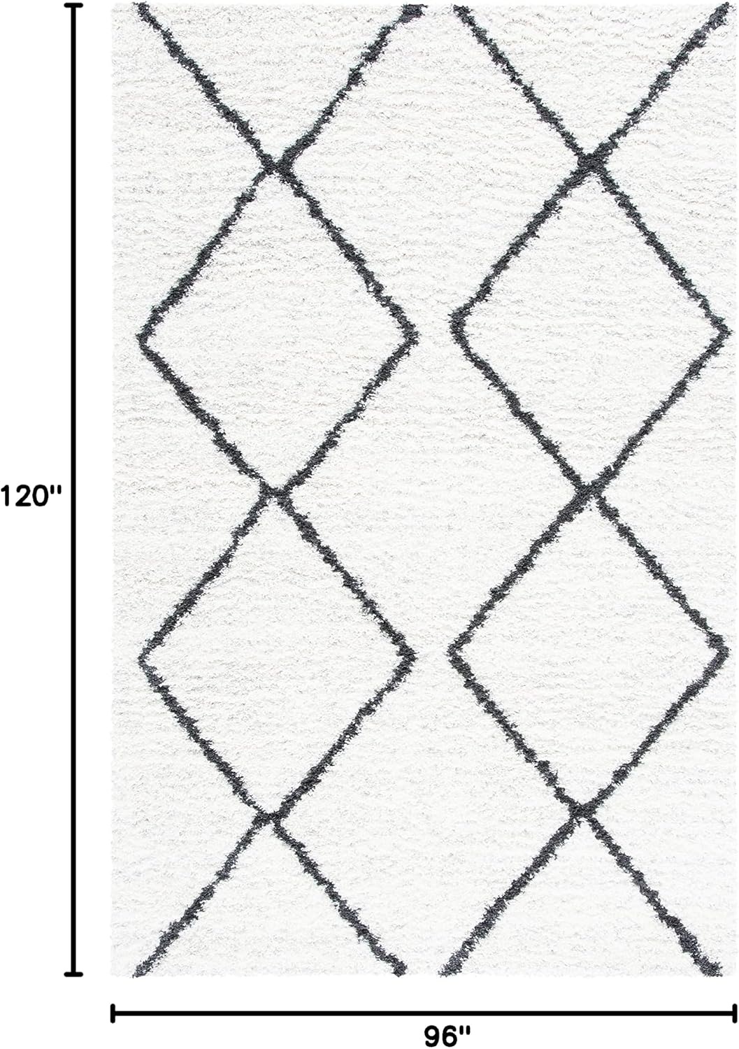 image:imageSAFAVIEH August Shag Collection Area Rug 9 x 12 Ivory amp Grey Moroccan Diamond Design NonShedding amp Easy Care 125inch Thick Ideal for High Traffic Areas in Living Room Bedroom AUG572FIvoryBlack