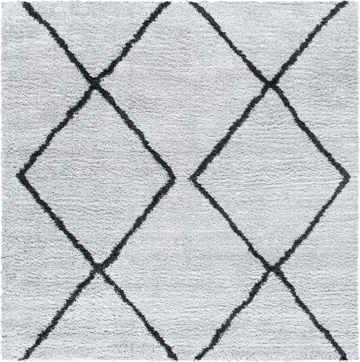 image:imageSAFAVIEH August Shag Collection Area Rug 9 x 12 Ivory amp Grey Moroccan Diamond Design NonShedding amp Easy Care 125inch Thick Ideal for High Traffic Areas in Living Room Bedroom AUG572FIvoryGrey