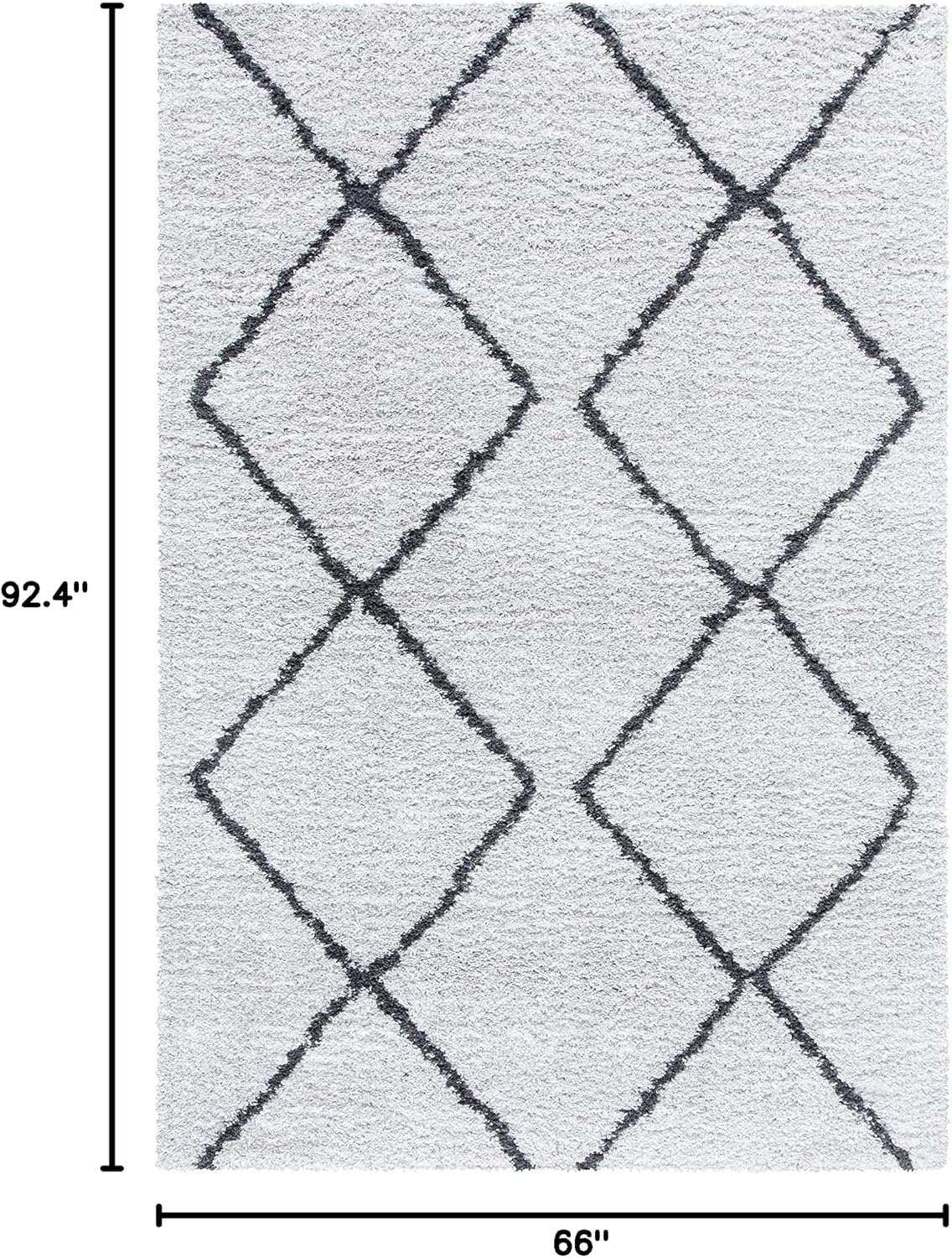 image:imageSAFAVIEH August Shag Collection Area Rug 9 x 12 Ivory amp Grey Moroccan Diamond Design NonShedding amp Easy Care 125inch Thick Ideal for High Traffic Areas in Living Room Bedroom AUG572FIvoryGrey