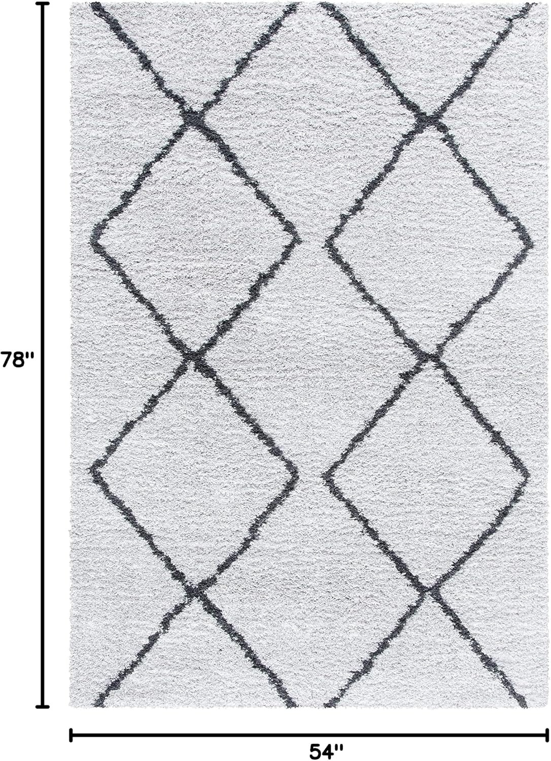 image:imageSAFAVIEH August Shag Collection Area Rug 9 x 12 Ivory amp Grey Moroccan Diamond Design NonShedding amp Easy Care 125inch Thick Ideal for High Traffic Areas in Living Room Bedroom AUG572FIvoryGrey