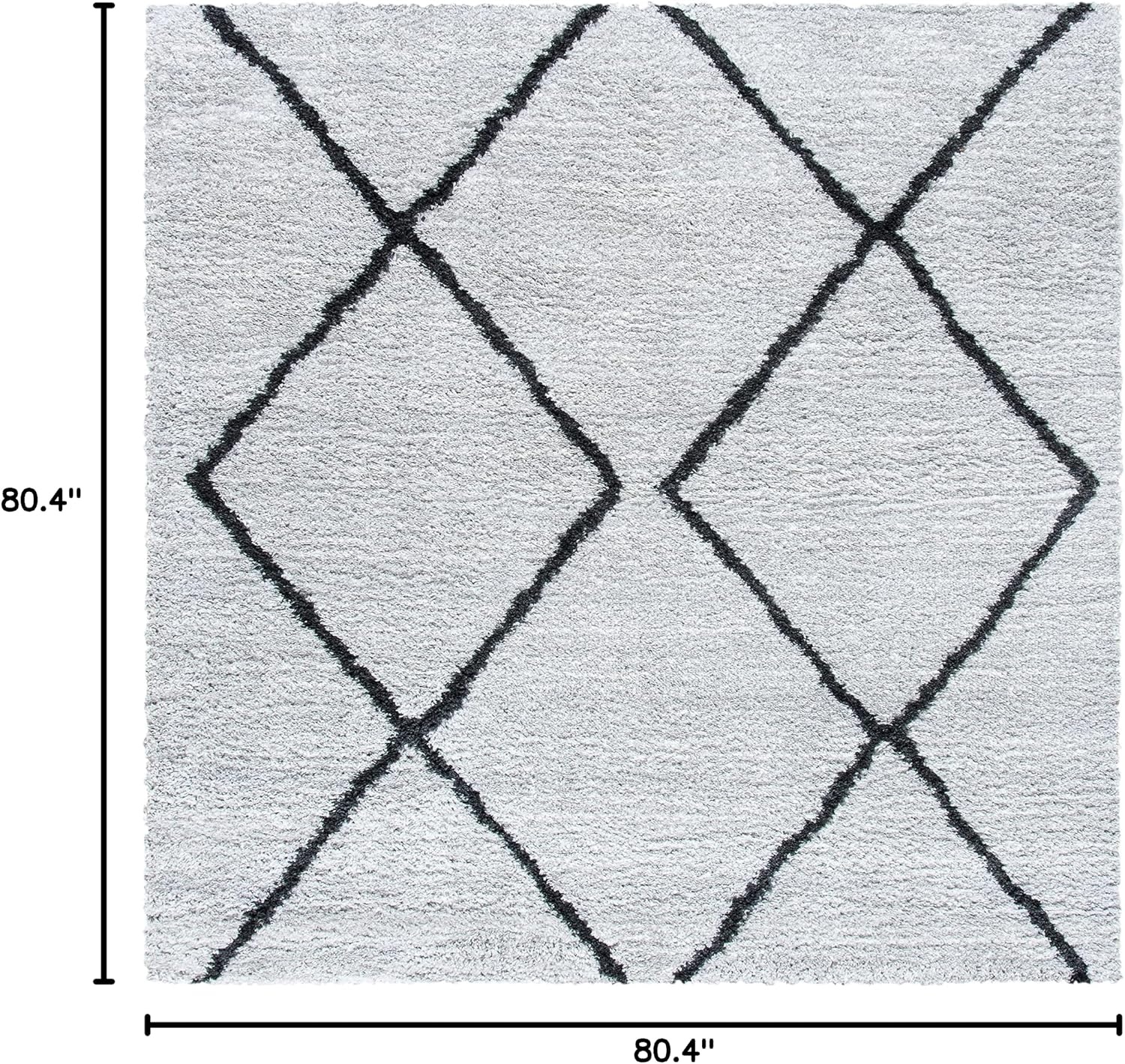 image:imageSAFAVIEH August Shag Collection Area Rug 9 x 12 Ivory amp Grey Moroccan Diamond Design NonShedding amp Easy Care 125inch Thick Ideal for High Traffic Areas in Living Room Bedroom AUG572FIvoryGrey