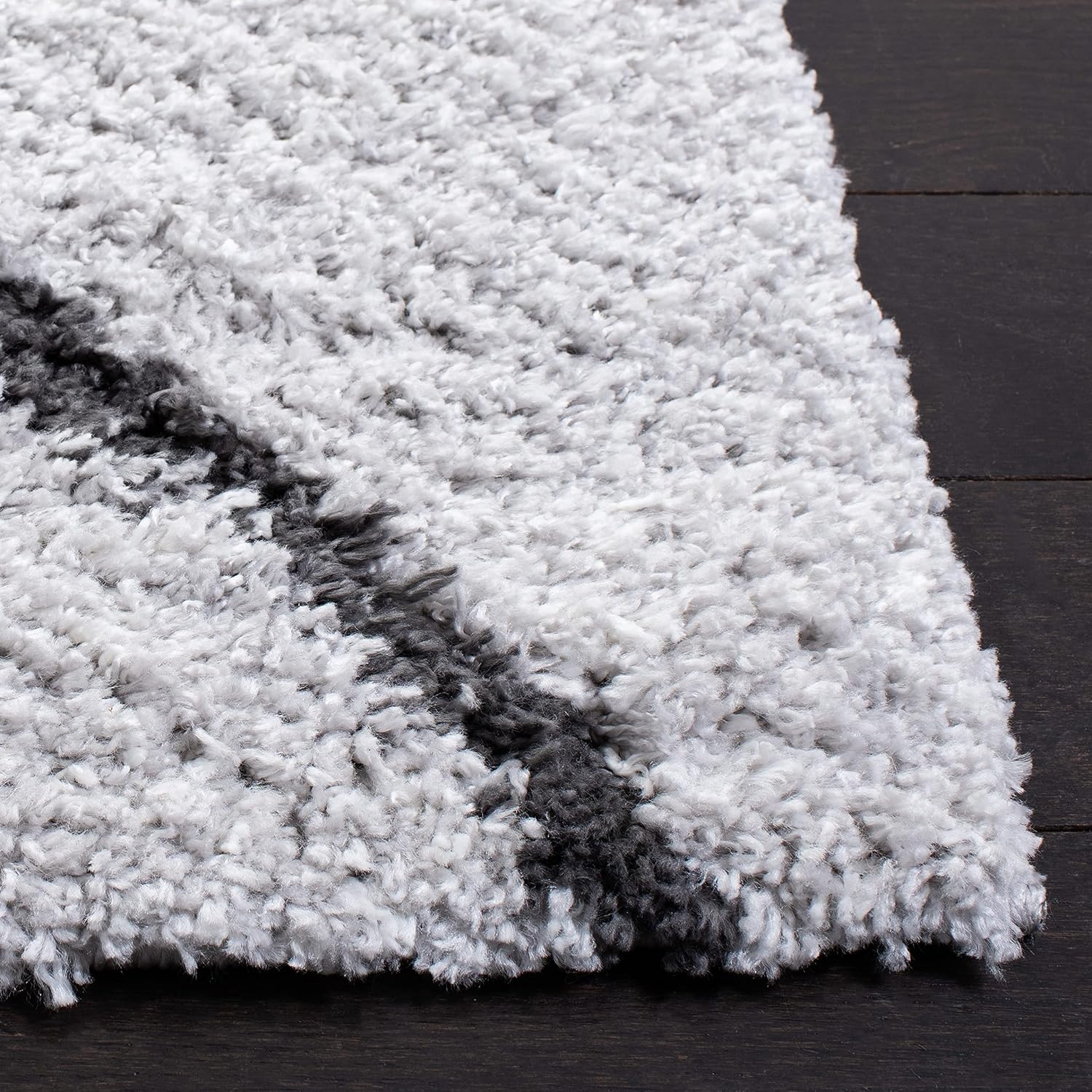 image:imageSAFAVIEH August Shag Collection Area Rug 9 x 12 Ivory amp Grey Moroccan Diamond Design NonShedding amp Easy Care 125inch Thick Ideal for High Traffic Areas in Living Room Bedroom AUG572FIvoryGrey