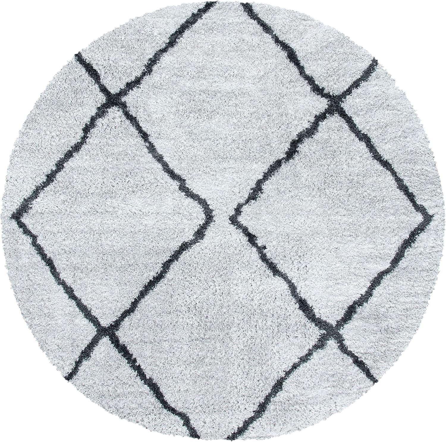 image:imageSAFAVIEH August Shag Collection Area Rug 9 x 12 Ivory amp Grey Moroccan Diamond Design NonShedding amp Easy Care 125inch Thick Ideal for High Traffic Areas in Living Room Bedroom AUG572FIvoryGrey