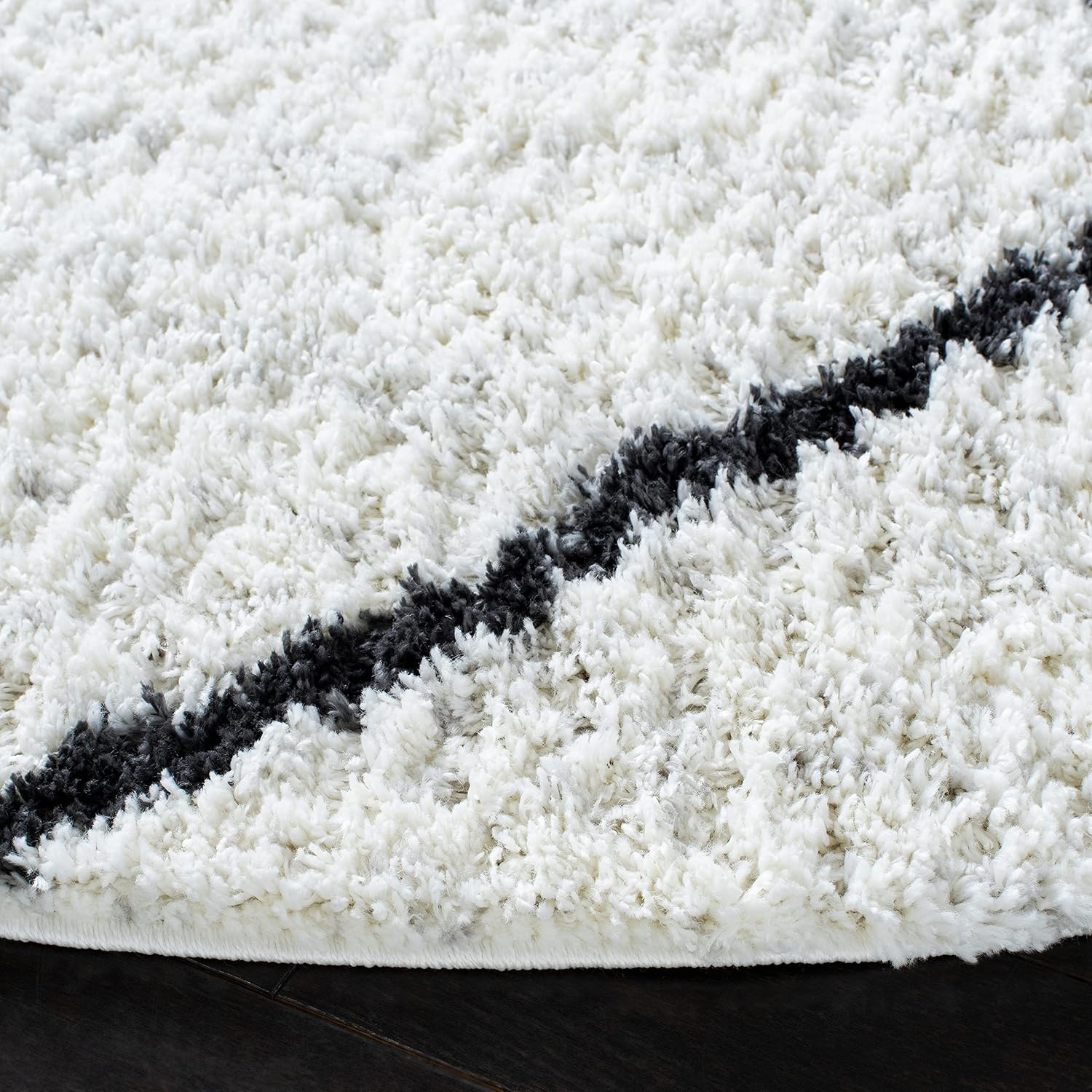 image:imageSAFAVIEH August Shag Collection Area Rug 9 x 12 Ivory amp Grey Moroccan Diamond Design NonShedding amp Easy Care 125inch Thick Ideal for High Traffic Areas in Living Room Bedroom AUG572FIvoryBlack