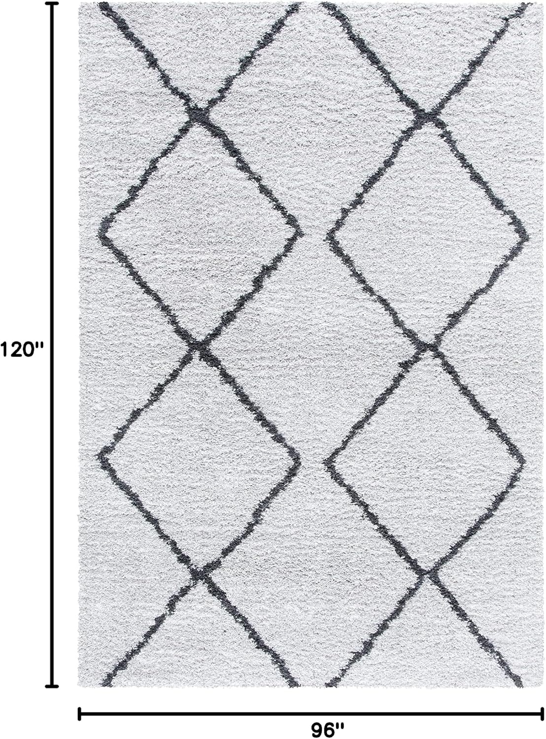 image:imageSAFAVIEH August Shag Collection Area Rug 9 x 12 Ivory amp Grey Moroccan Diamond Design NonShedding amp Easy Care 125inch Thick Ideal for High Traffic Areas in Living Room Bedroom AUG572FIvoryGrey