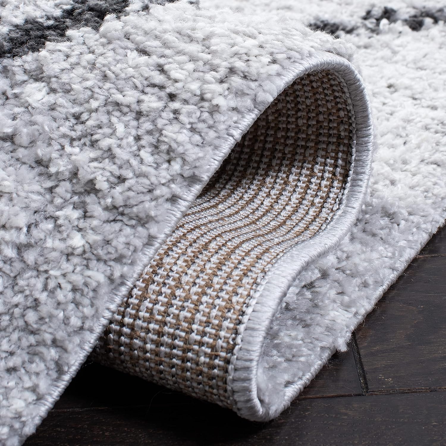 image:imageSAFAVIEH August Shag Collection Area Rug 9 x 12 Ivory amp Grey Moroccan Diamond Design NonShedding amp Easy Care 125inch Thick Ideal for High Traffic Areas in Living Room Bedroom AUG572FIvoryGrey