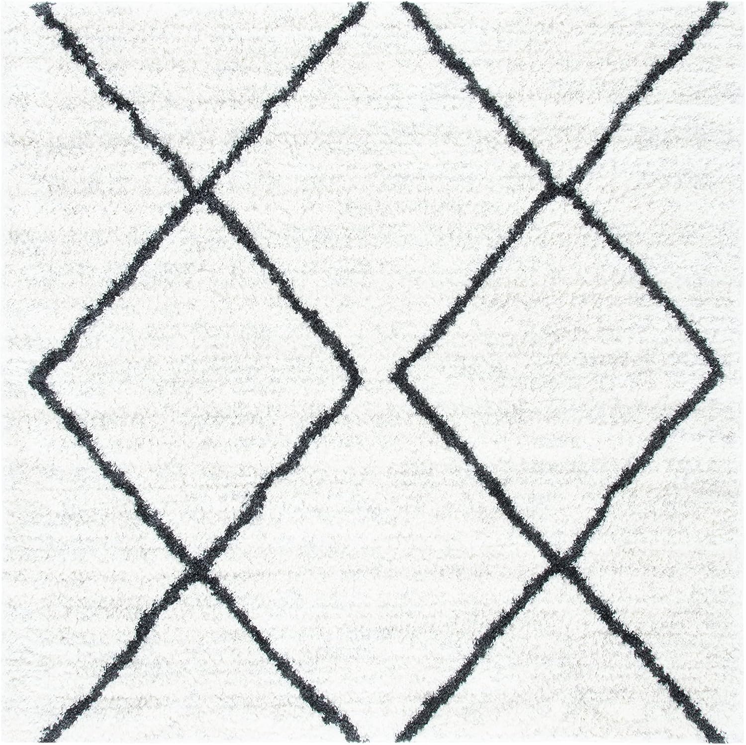 image:imageSAFAVIEH August Shag Collection Area Rug 9 x 12 Ivory amp Grey Moroccan Diamond Design NonShedding amp Easy Care 125inch Thick Ideal for High Traffic Areas in Living Room Bedroom AUG572FIvoryBlack