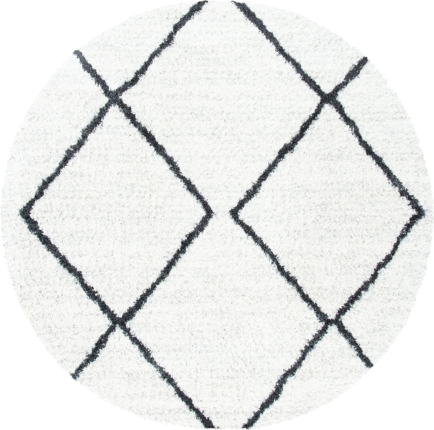 image:imageSAFAVIEH August Shag Collection Area Rug 9 x 12 Ivory amp Grey Moroccan Diamond Design NonShedding amp Easy Care 125inch Thick Ideal for High Traffic Areas in Living Room Bedroom AUG572FIvoryBlack