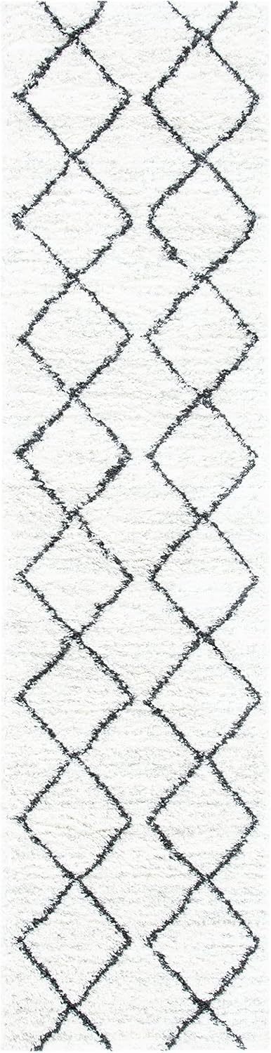 image:imageSAFAVIEH August Shag Collection Area Rug 9 x 12 Ivory amp Grey Moroccan Diamond Design NonShedding amp Easy Care 125inch Thick Ideal for High Traffic Areas in Living Room Bedroom AUG572FIvoryBlack
