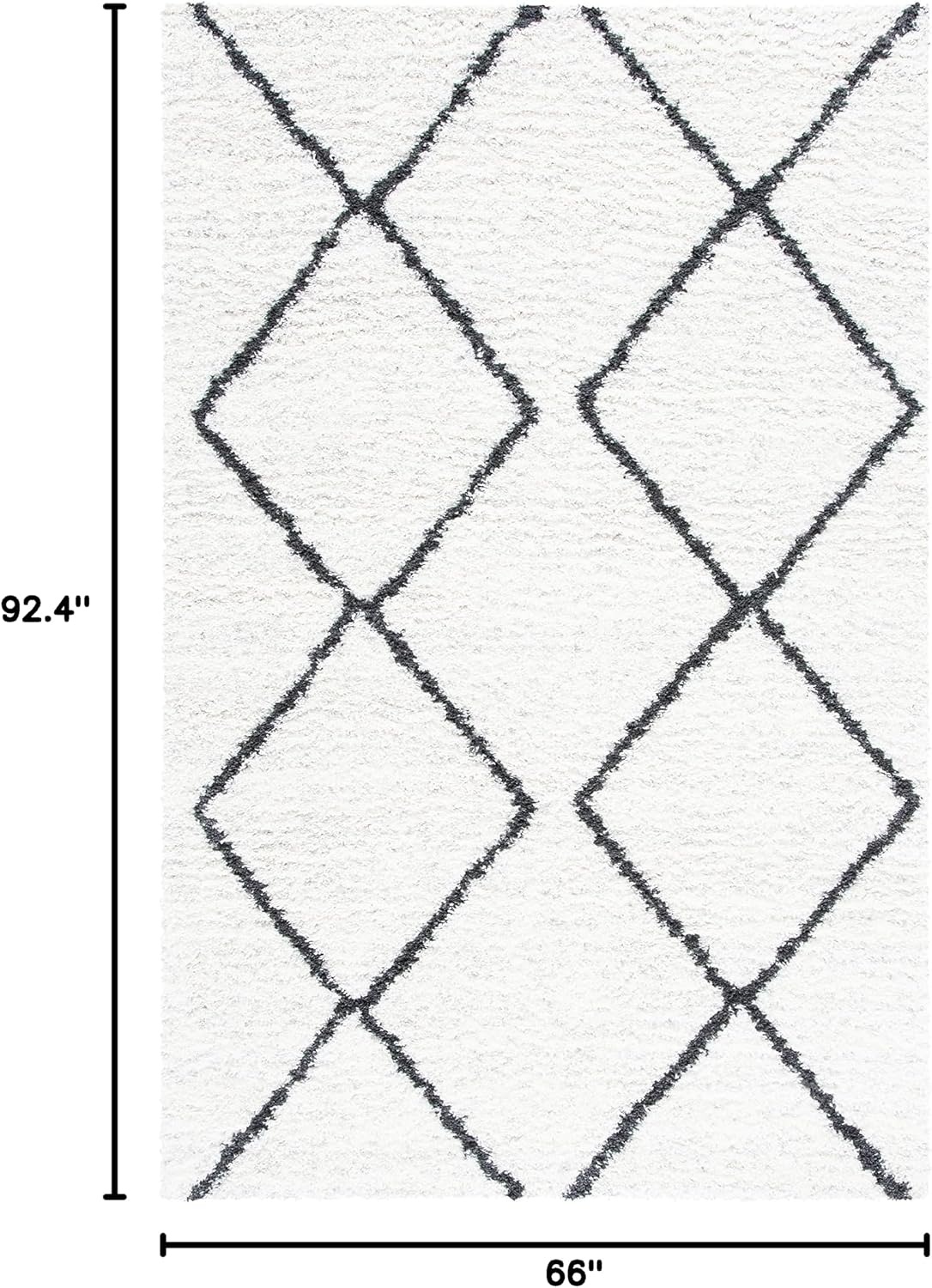 image:imageSAFAVIEH August Shag Collection Area Rug 9 x 12 Ivory amp Grey Moroccan Diamond Design NonShedding amp Easy Care 125inch Thick Ideal for High Traffic Areas in Living Room Bedroom AUG572FIvoryBlack