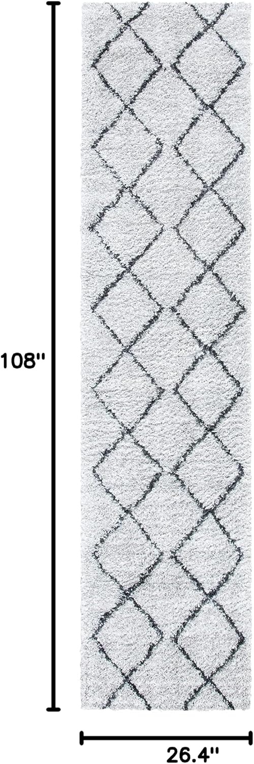 image:imageSAFAVIEH August Shag Collection Area Rug 9 x 12 Ivory amp Grey Moroccan Diamond Design NonShedding amp Easy Care 125inch Thick Ideal for High Traffic Areas in Living Room Bedroom AUG572FIvoryGrey