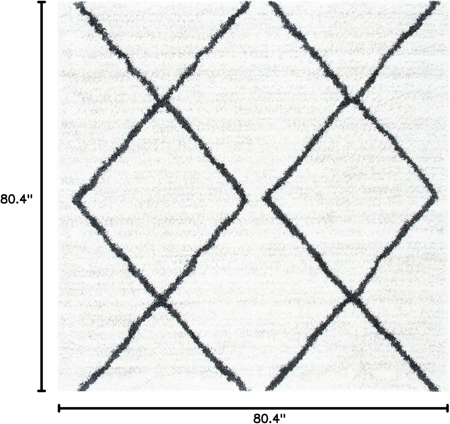 image:imageSAFAVIEH August Shag Collection Area Rug 9 x 12 Ivory amp Grey Moroccan Diamond Design NonShedding amp Easy Care 125inch Thick Ideal for High Traffic Areas in Living Room Bedroom AUG572FIvoryBlack