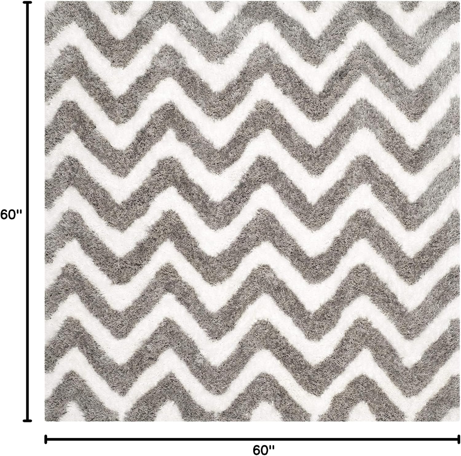 image:imageSAFAVIEH Barcelona Shag Collection Area Rug 9 x 12 Graphite amp Ivory Handmade Chevron 175inch Thick Ideal for High Traffic Areas in Living Room Bedroom BSG320DIvorySilver