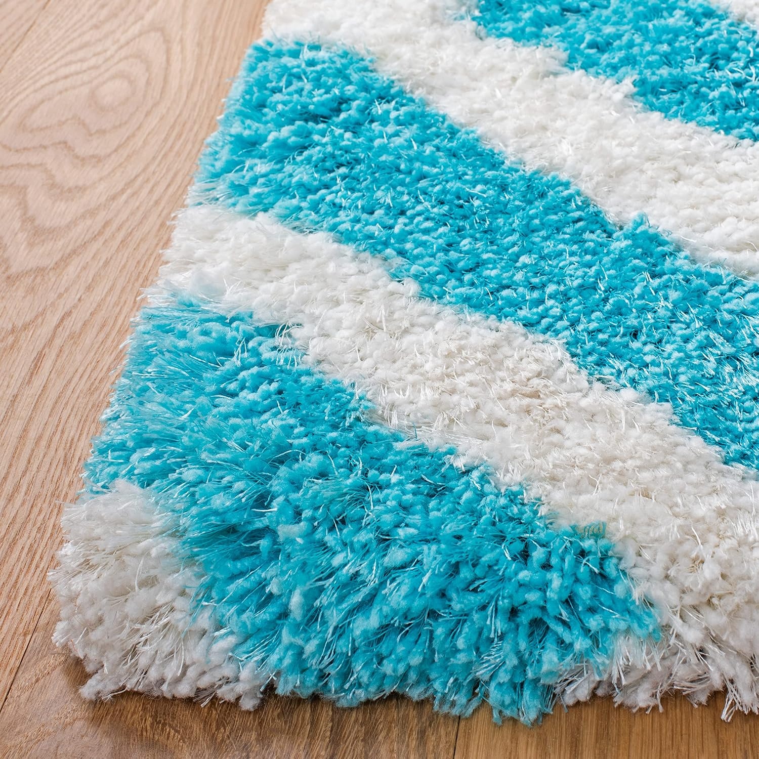 image:imageSAFAVIEH Barcelona Shag Collection Area Rug 9 x 12 Graphite amp Ivory Handmade Chevron 175inch Thick Ideal for High Traffic Areas in Living Room Bedroom BSG320DIvoryBlue