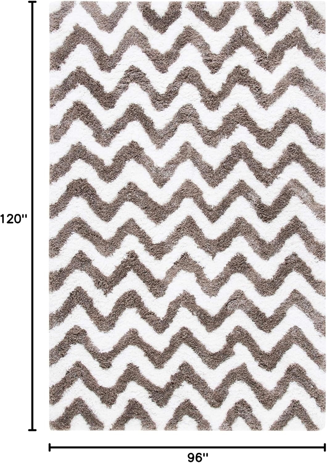 image:imageSAFAVIEH Barcelona Shag Collection Area Rug 9 x 12 Graphite amp Ivory Handmade Chevron 175inch Thick Ideal for High Traffic Areas in Living Room Bedroom BSG320DIvorySilver