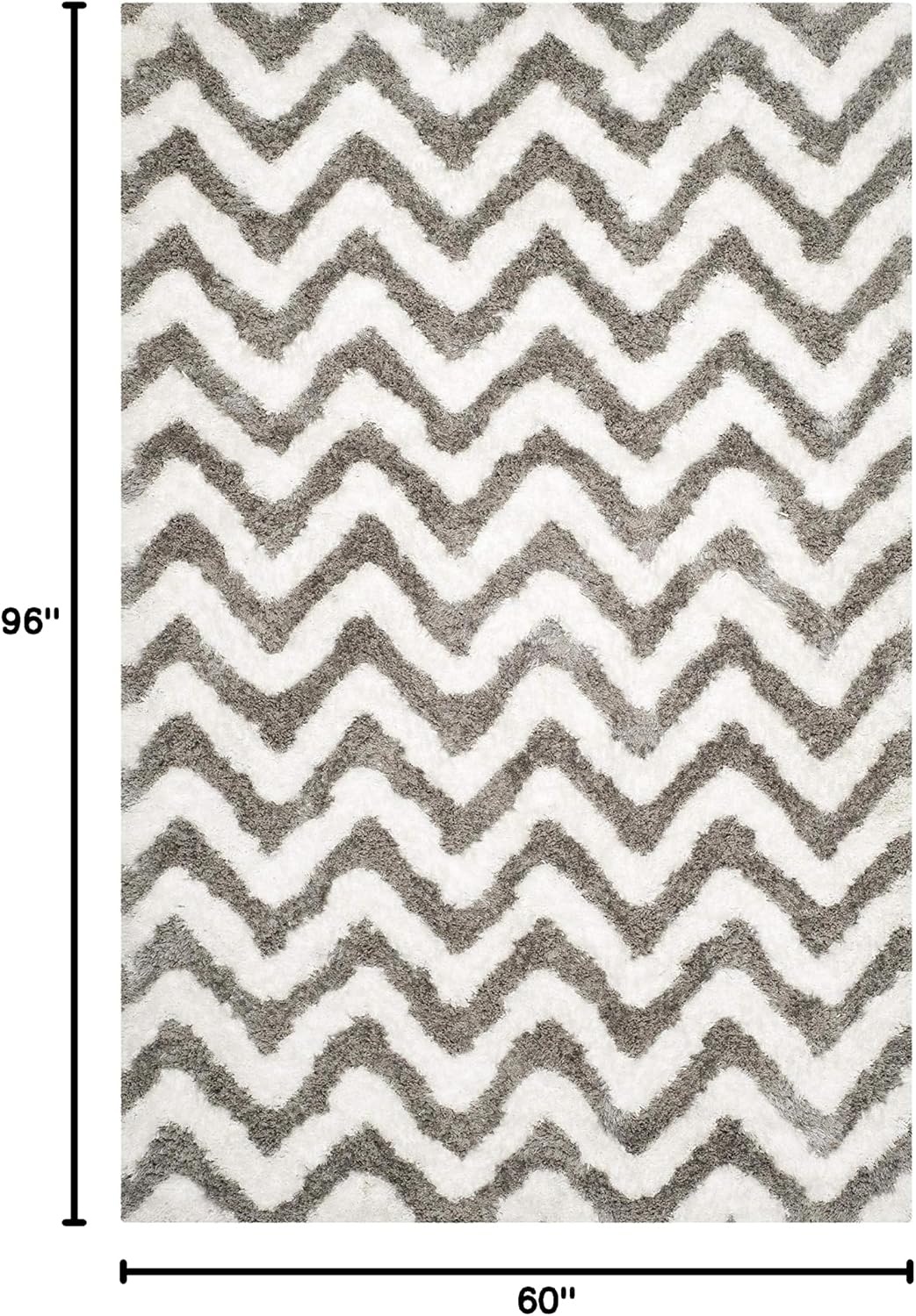 image:imageSAFAVIEH Barcelona Shag Collection Area Rug 9 x 12 Graphite amp Ivory Handmade Chevron 175inch Thick Ideal for High Traffic Areas in Living Room Bedroom BSG320DIvorySilver