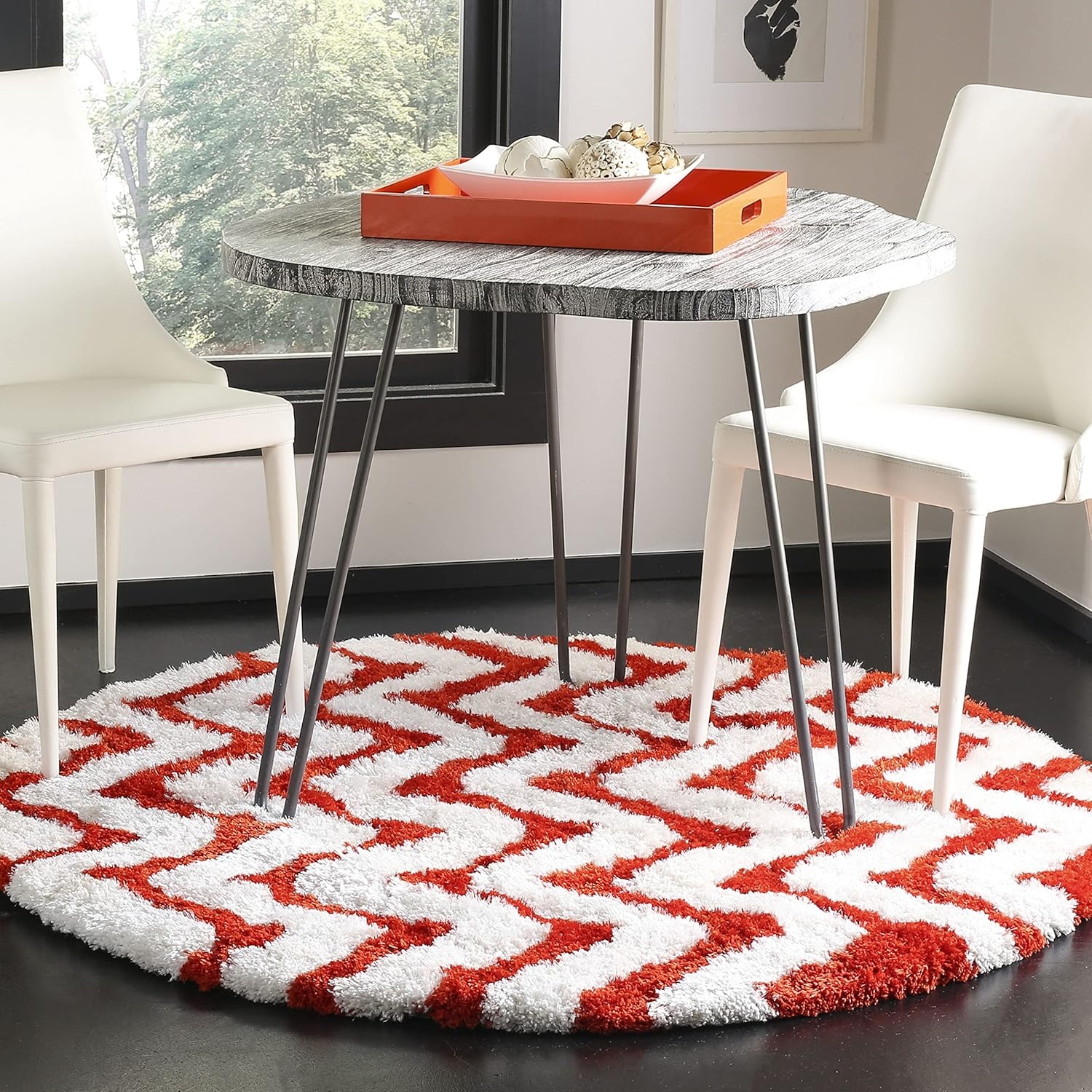 image:imageSAFAVIEH Barcelona Shag Collection Area Rug 9 x 12 Graphite amp Ivory Handmade Chevron 175inch Thick Ideal for High Traffic Areas in Living Room Bedroom BSG320DIvoryRust