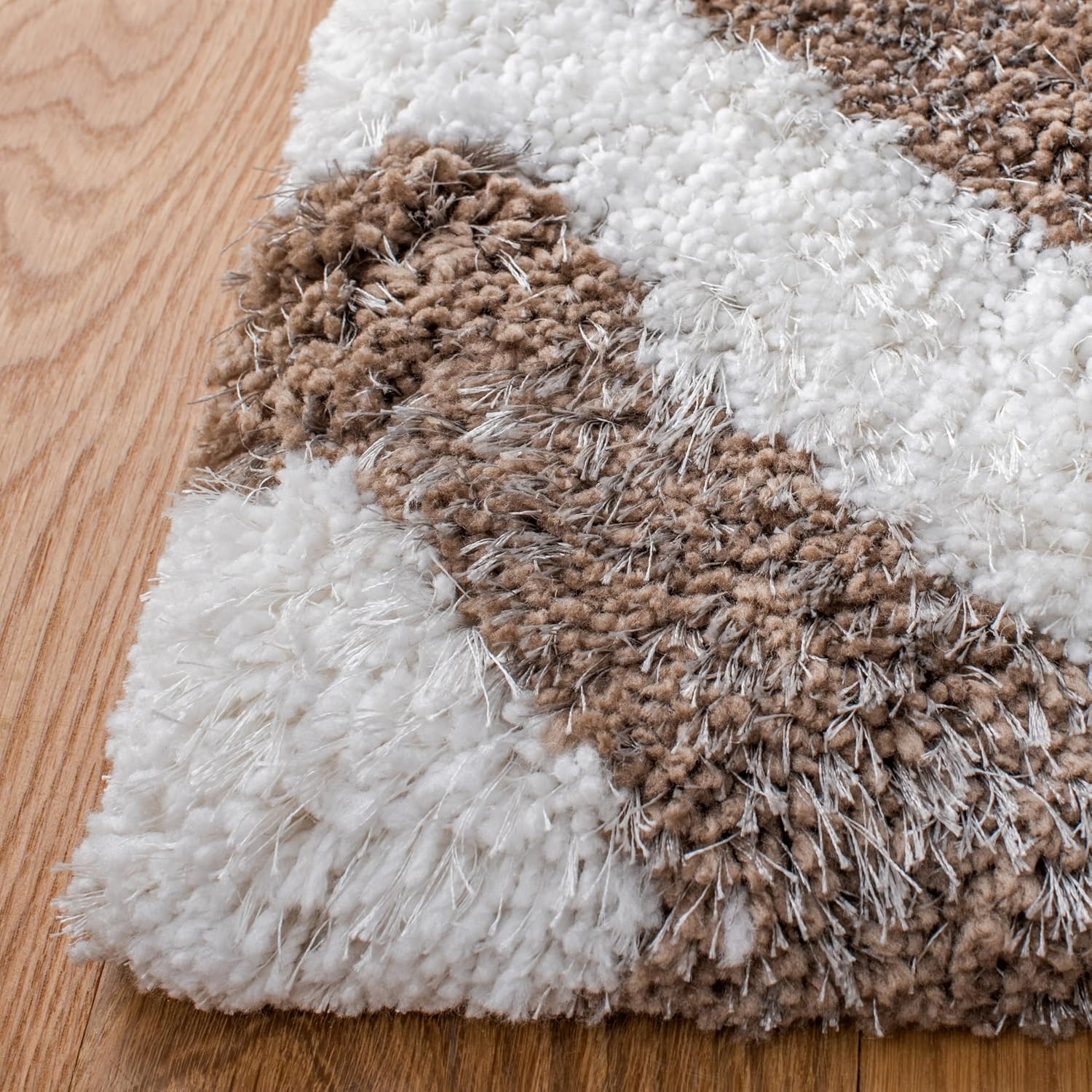 image:imageSAFAVIEH Barcelona Shag Collection Area Rug 9 x 12 Graphite amp Ivory Handmade Chevron 175inch Thick Ideal for High Traffic Areas in Living Room Bedroom BSG320DIvorySilver