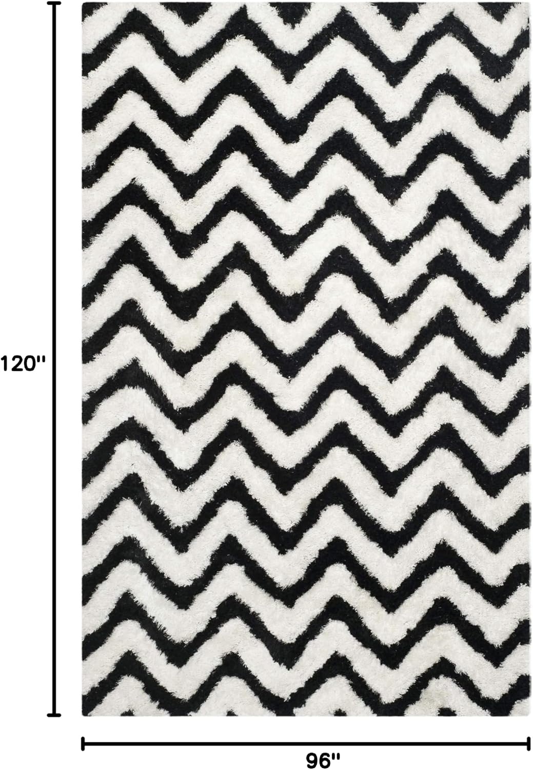image:imageSAFAVIEH Barcelona Shag Collection Area Rug 9 x 12 Graphite amp Ivory Handmade Chevron 175inch Thick Ideal for High Traffic Areas in Living Room Bedroom BSG320DIvoryBlack