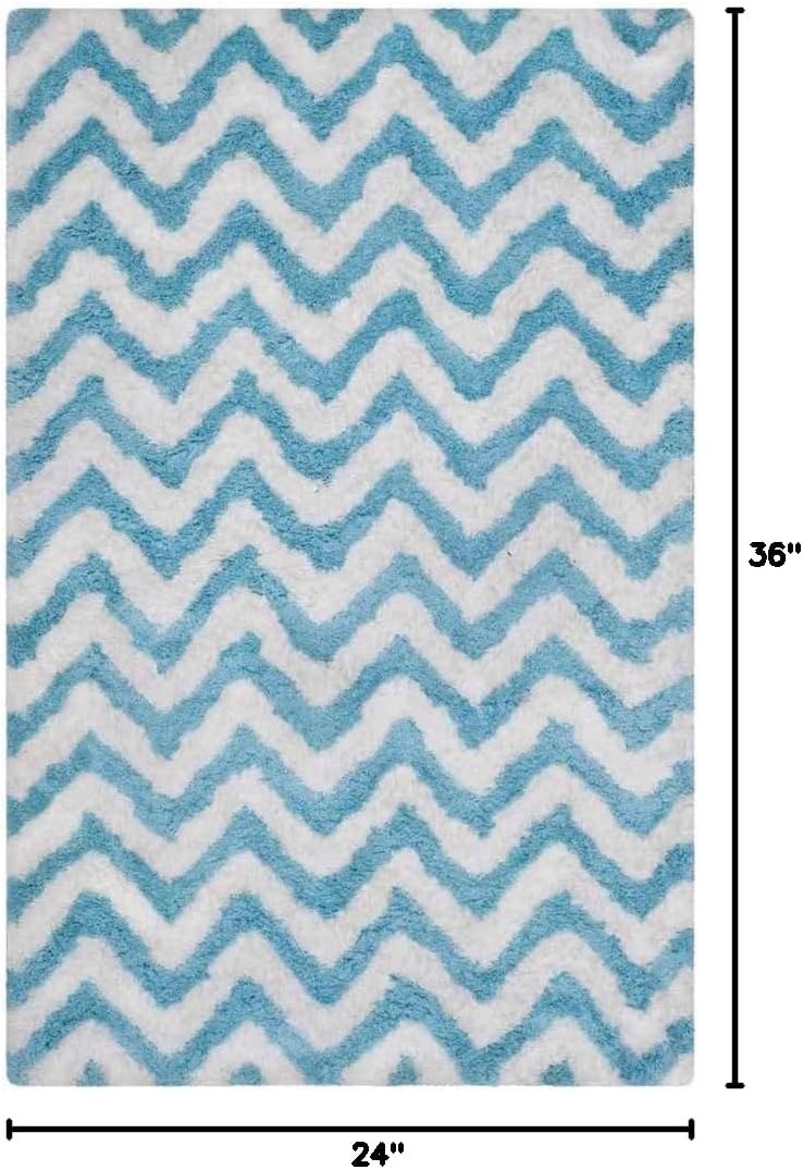 image:imageSAFAVIEH Barcelona Shag Collection Area Rug 9 x 12 Graphite amp Ivory Handmade Chevron 175inch Thick Ideal for High Traffic Areas in Living Room Bedroom BSG320DIvoryBlue