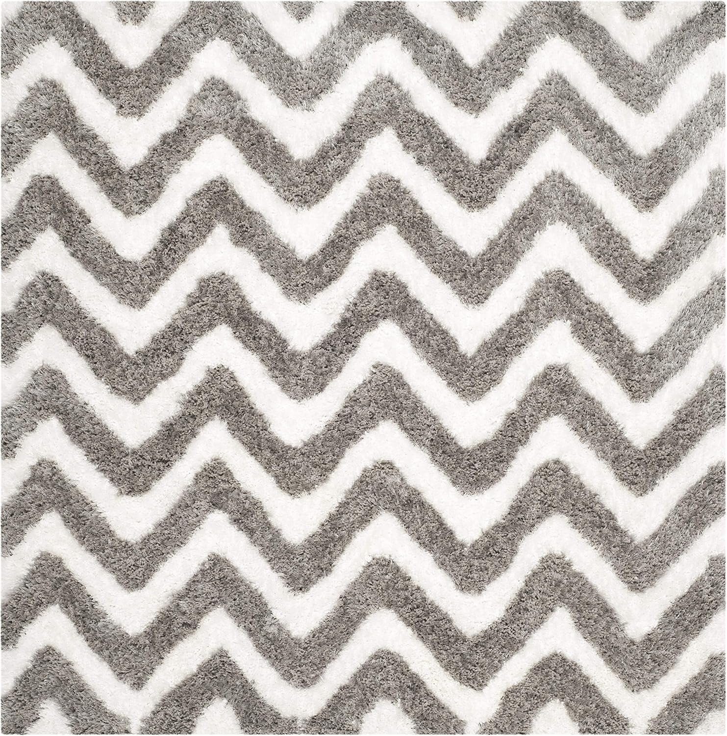 image:imageSAFAVIEH Barcelona Shag Collection Area Rug 9 x 12 Graphite amp Ivory Handmade Chevron 175inch Thick Ideal for High Traffic Areas in Living Room Bedroom BSG320DIvorySilver
