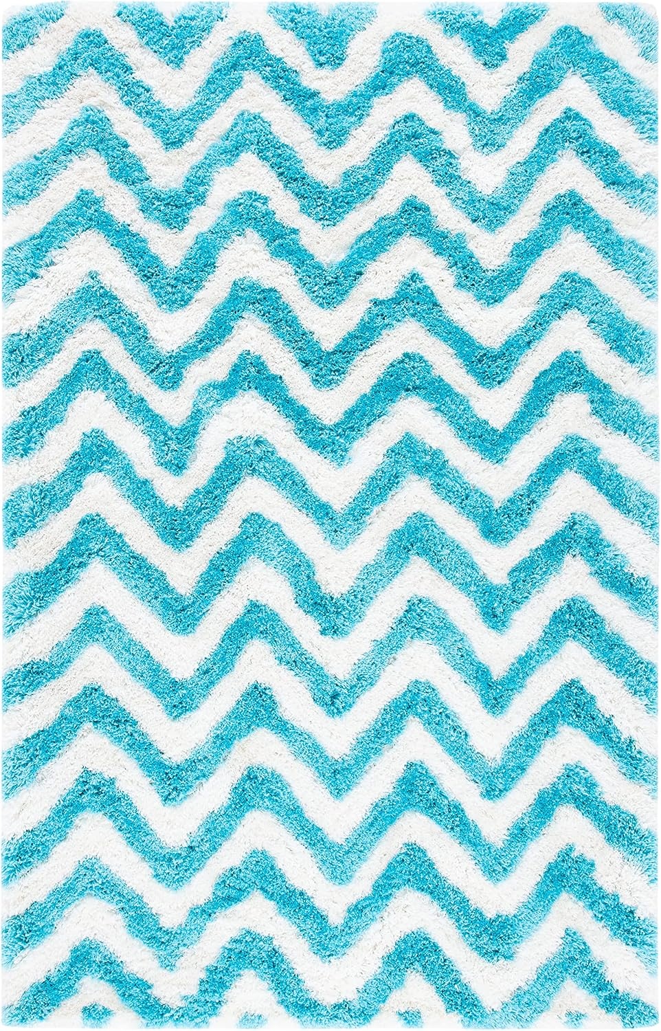 image:imageSAFAVIEH Barcelona Shag Collection Area Rug 9 x 12 Graphite amp Ivory Handmade Chevron 175inch Thick Ideal for High Traffic Areas in Living Room Bedroom BSG320DIvoryBlue