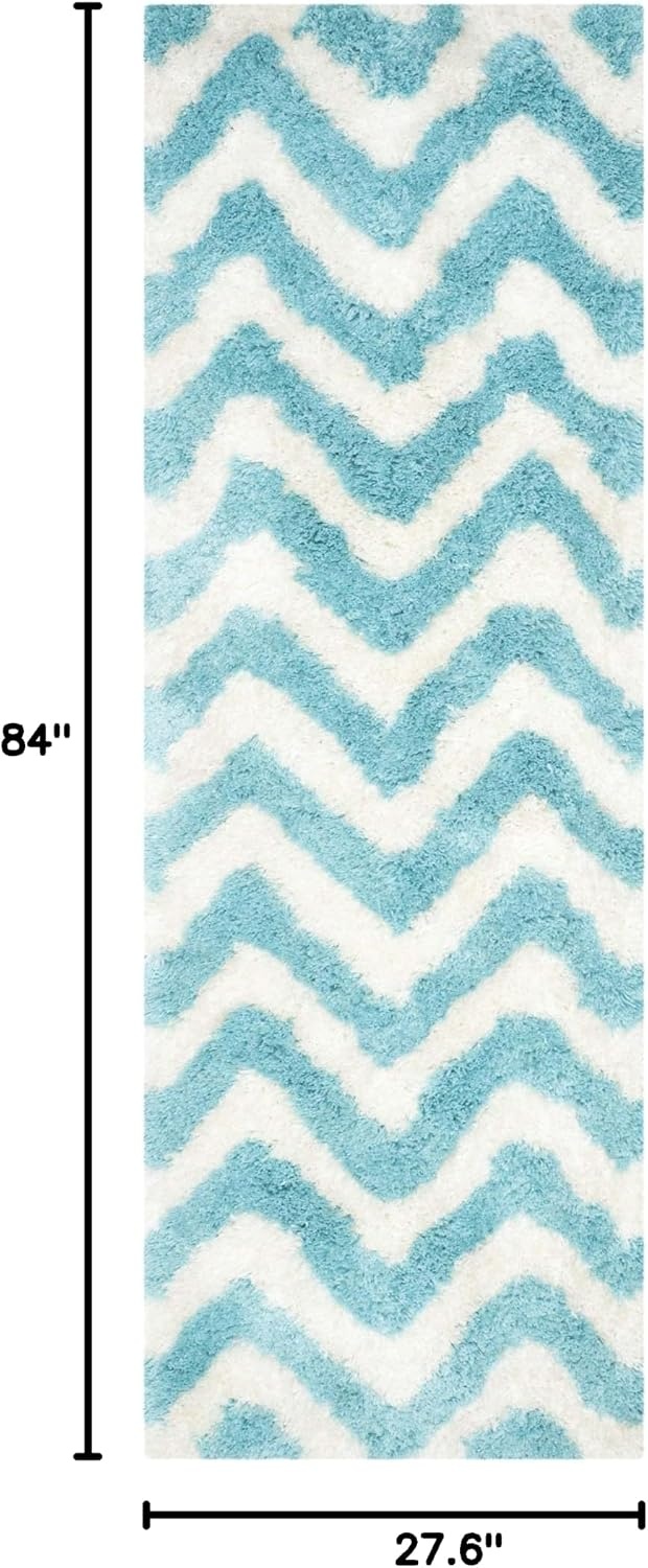 image:imageSAFAVIEH Barcelona Shag Collection Area Rug 9 x 12 Graphite amp Ivory Handmade Chevron 175inch Thick Ideal for High Traffic Areas in Living Room Bedroom BSG320DIvoryBlue