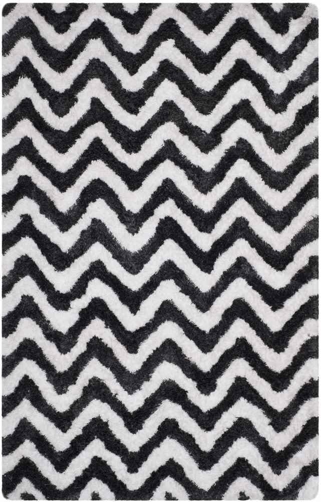 image:imageSAFAVIEH Barcelona Shag Collection Area Rug 9 x 12 Graphite amp Ivory Handmade Chevron 175inch Thick Ideal for High Traffic Areas in Living Room Bedroom BSG320DGraphiteIvory