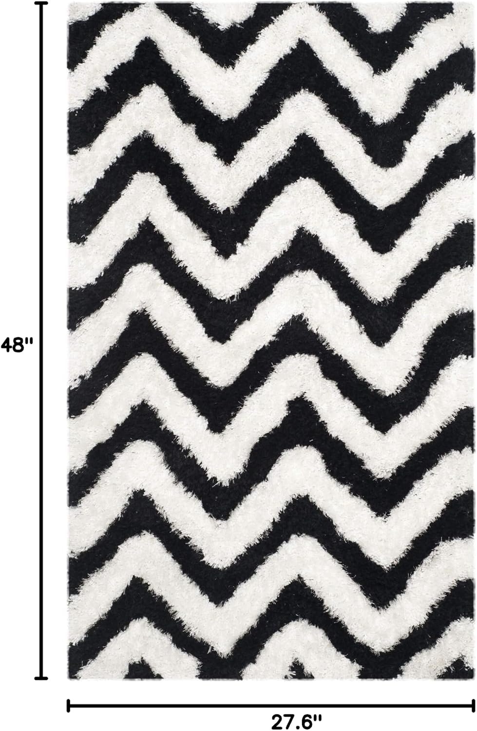 image:imageSAFAVIEH Barcelona Shag Collection Area Rug 9 x 12 Graphite amp Ivory Handmade Chevron 175inch Thick Ideal for High Traffic Areas in Living Room Bedroom BSG320DIvoryBlack