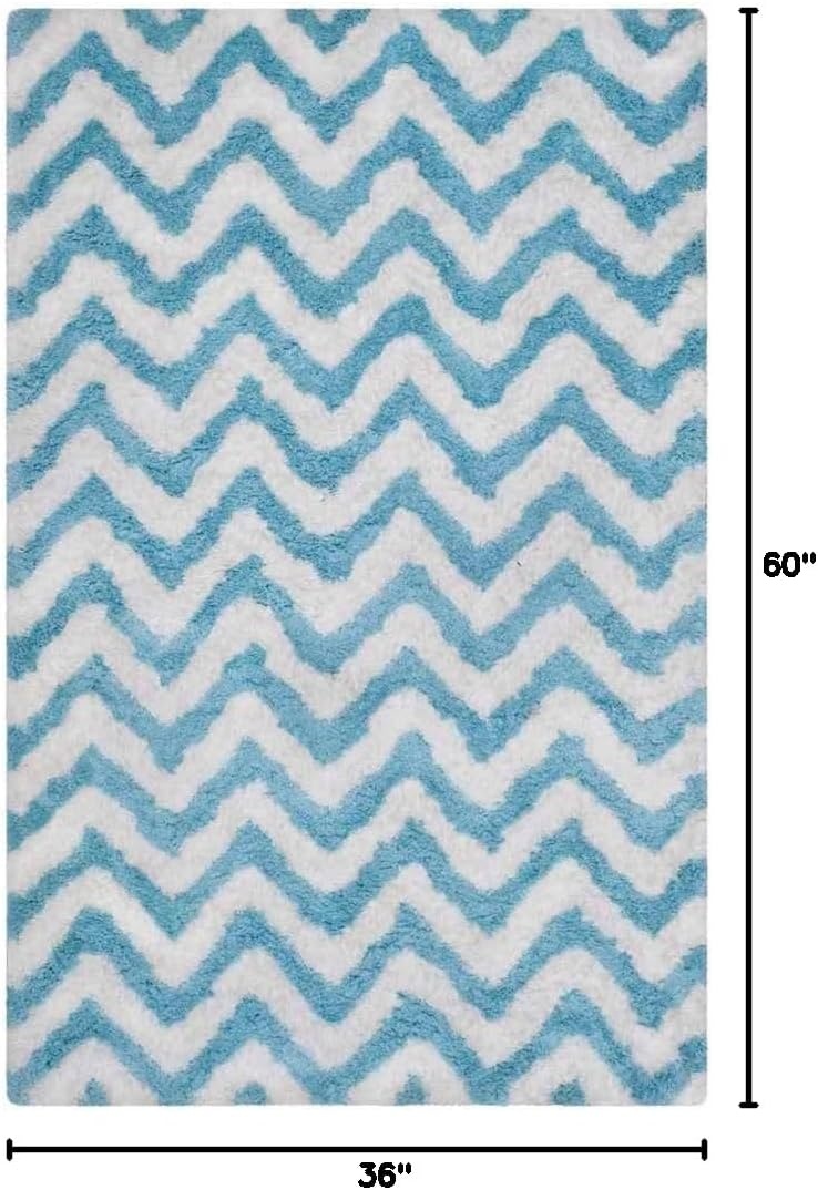 image:imageSAFAVIEH Barcelona Shag Collection Area Rug 9 x 12 Graphite amp Ivory Handmade Chevron 175inch Thick Ideal for High Traffic Areas in Living Room Bedroom BSG320DIvoryBlue