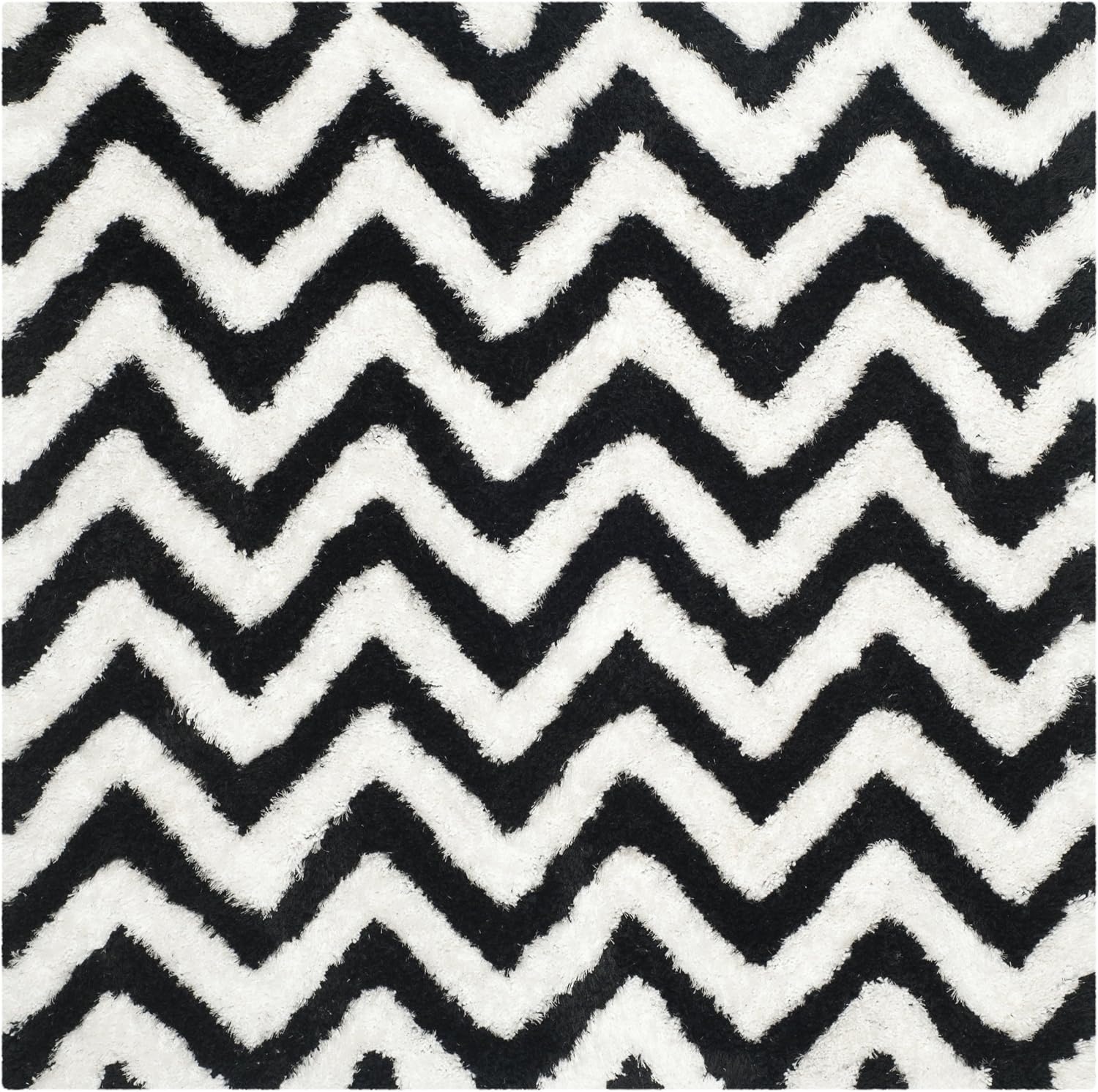 image:imageSAFAVIEH Barcelona Shag Collection Area Rug 9 x 12 Graphite amp Ivory Handmade Chevron 175inch Thick Ideal for High Traffic Areas in Living Room Bedroom BSG320DIvoryBlack