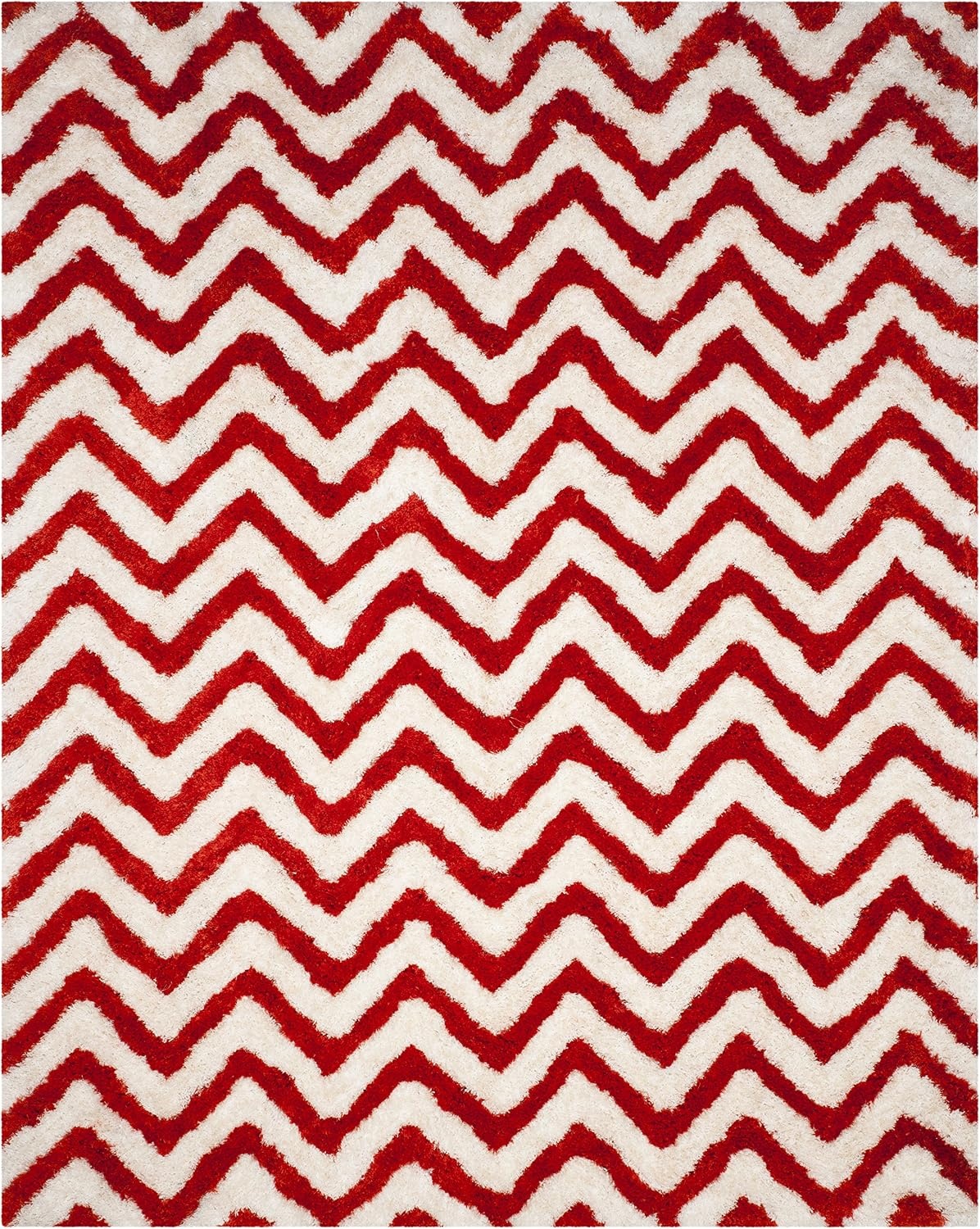image:imageSAFAVIEH Barcelona Shag Collection Area Rug 9 x 12 Graphite amp Ivory Handmade Chevron 175inch Thick Ideal for High Traffic Areas in Living Room Bedroom BSG320DIvoryRust
