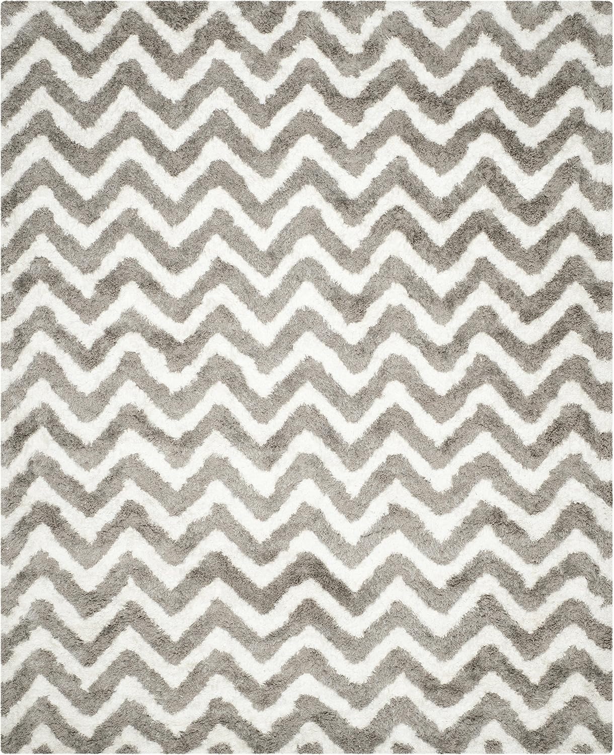 image:imageSAFAVIEH Barcelona Shag Collection Area Rug 9 x 12 Graphite amp Ivory Handmade Chevron 175inch Thick Ideal for High Traffic Areas in Living Room Bedroom BSG320DIvorySilver