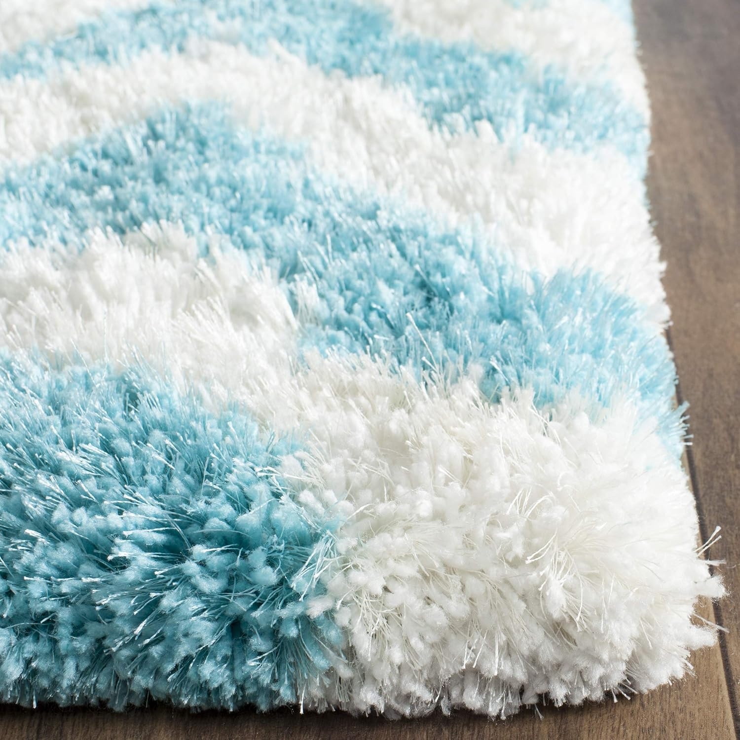 image:imageSAFAVIEH Barcelona Shag Collection Area Rug 9 x 12 Graphite amp Ivory Handmade Chevron 175inch Thick Ideal for High Traffic Areas in Living Room Bedroom BSG320DIvoryBlue