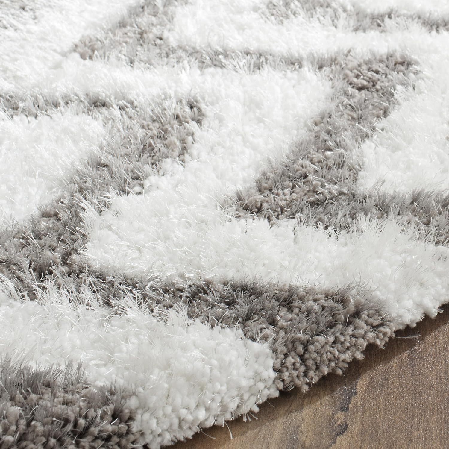 image:imageSAFAVIEH Barcelona Shag Collection Area Rug 9 x 12 Graphite amp Ivory Handmade Chevron 175inch Thick Ideal for High Traffic Areas in Living Room Bedroom BSG320DIvorySilver