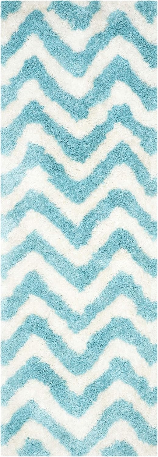 image:imageSAFAVIEH Barcelona Shag Collection Area Rug 9 x 12 Graphite amp Ivory Handmade Chevron 175inch Thick Ideal for High Traffic Areas in Living Room Bedroom BSG320DIvoryBlue
