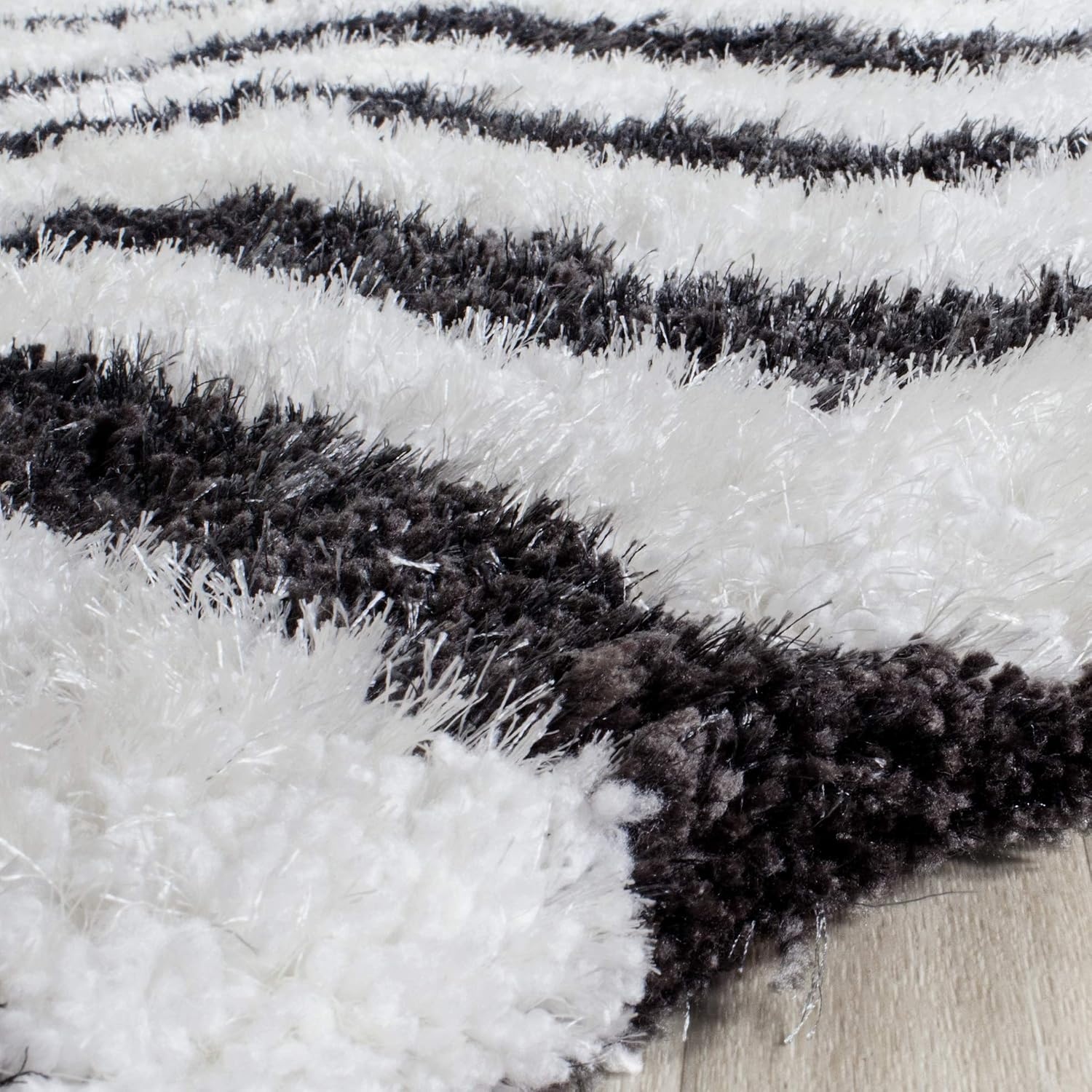 image:imageSAFAVIEH Barcelona Shag Collection Area Rug 9 x 12 Graphite amp Ivory Handmade Chevron 175inch Thick Ideal for High Traffic Areas in Living Room Bedroom BSG320DGraphiteIvory