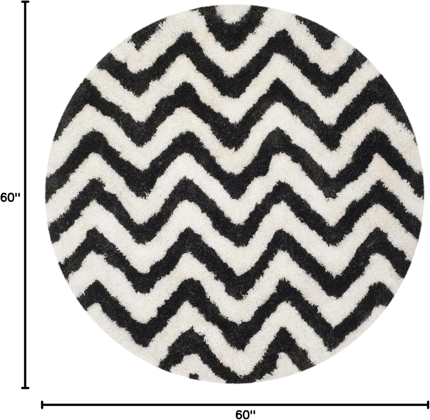image:imageSAFAVIEH Barcelona Shag Collection Area Rug 9 x 12 Graphite amp Ivory Handmade Chevron 175inch Thick Ideal for High Traffic Areas in Living Room Bedroom BSG320DIvoryBlack