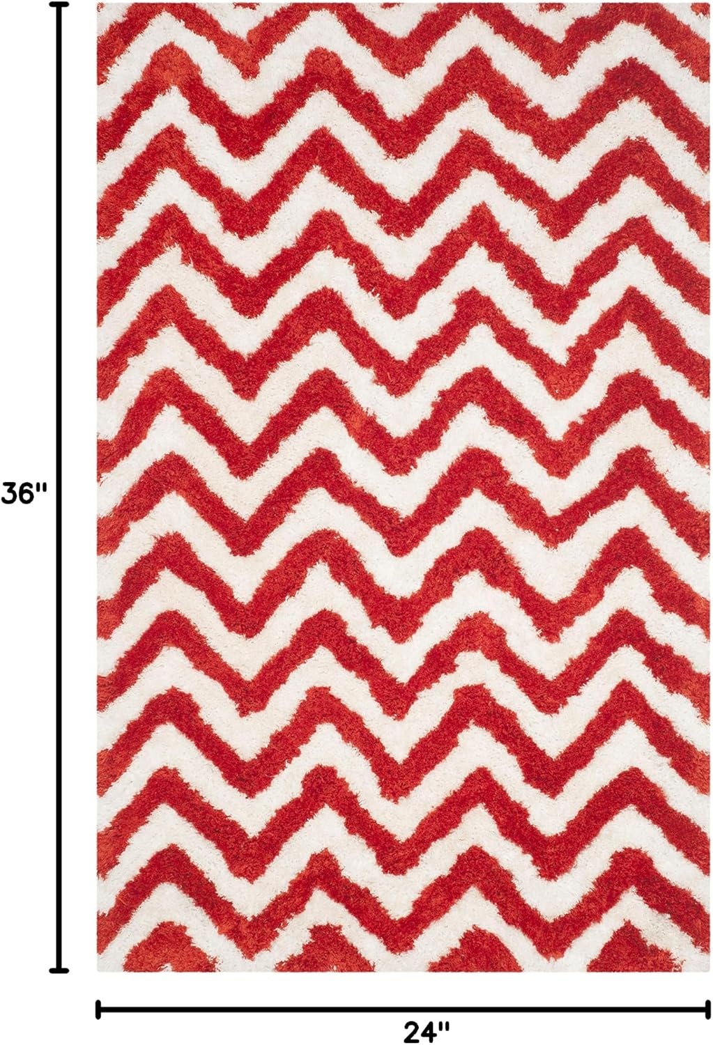 image:imageSAFAVIEH Barcelona Shag Collection Area Rug 9 x 12 Graphite amp Ivory Handmade Chevron 175inch Thick Ideal for High Traffic Areas in Living Room Bedroom BSG320DIvoryRust