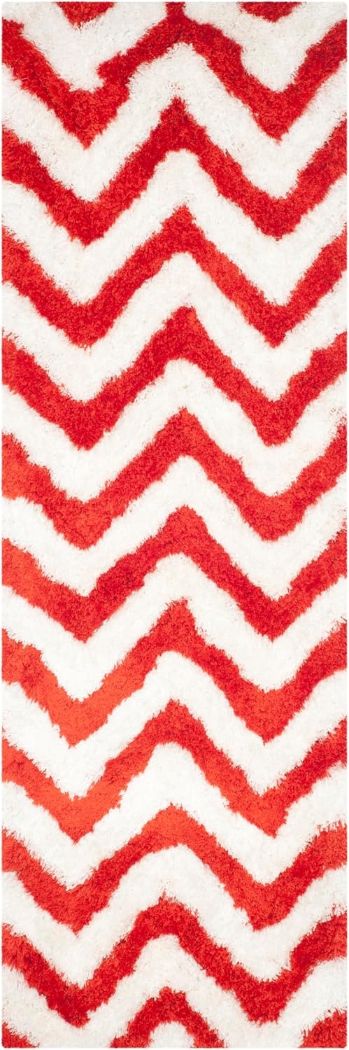 image:imageSAFAVIEH Barcelona Shag Collection Area Rug 9 x 12 Graphite amp Ivory Handmade Chevron 175inch Thick Ideal for High Traffic Areas in Living Room Bedroom BSG320DIvoryRust