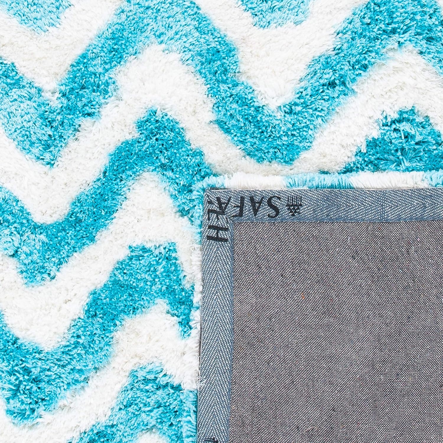 image:imageSAFAVIEH Barcelona Shag Collection Area Rug 9 x 12 Graphite amp Ivory Handmade Chevron 175inch Thick Ideal for High Traffic Areas in Living Room Bedroom BSG320DIvoryBlue