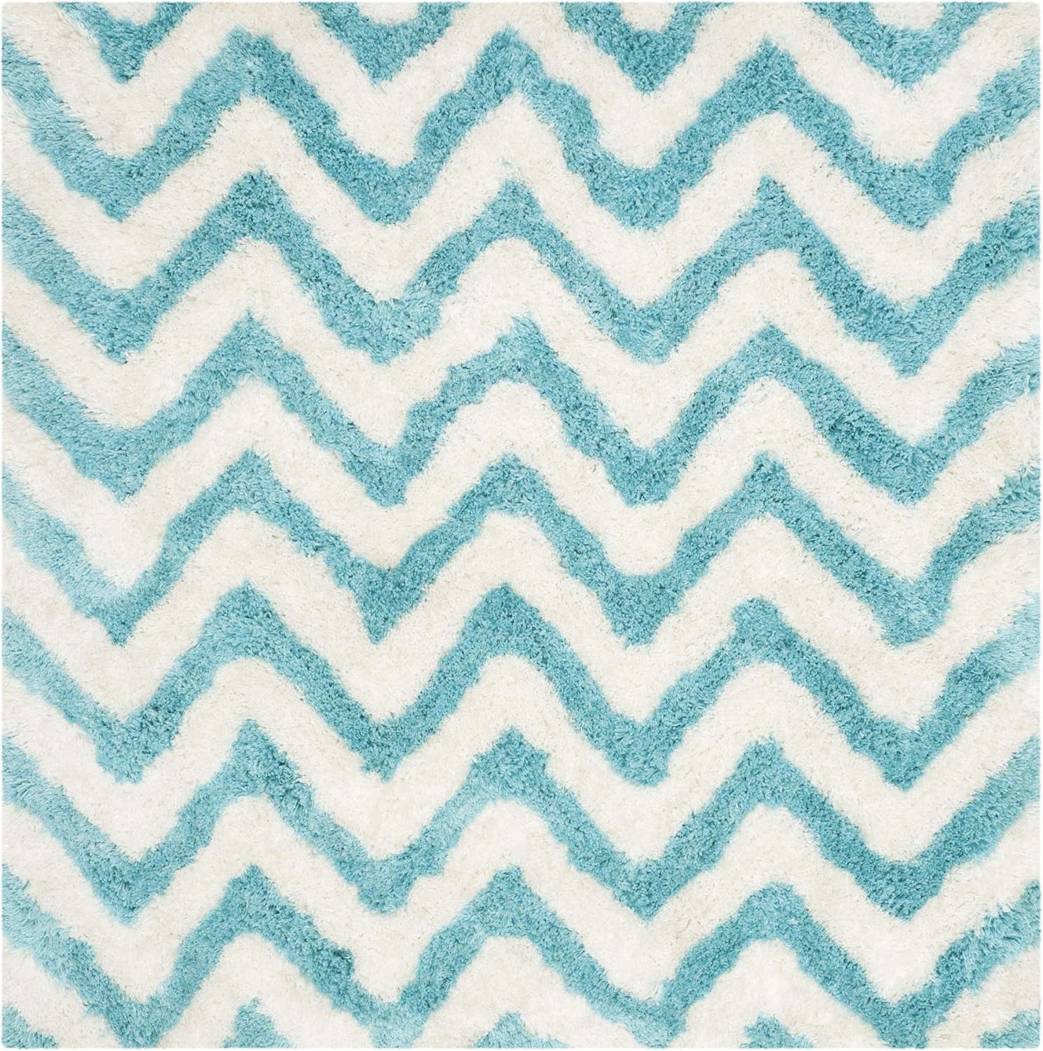 image:imageSAFAVIEH Barcelona Shag Collection Area Rug 9 x 12 Graphite amp Ivory Handmade Chevron 175inch Thick Ideal for High Traffic Areas in Living Room Bedroom BSG320DIvoryBlue