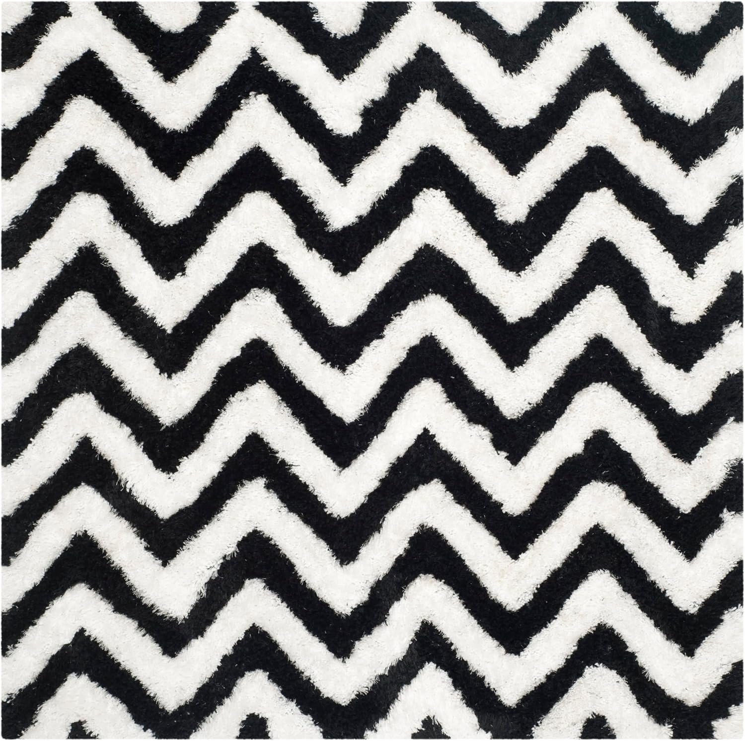 image:imageSAFAVIEH Barcelona Shag Collection Area Rug 9 x 12 Graphite amp Ivory Handmade Chevron 175inch Thick Ideal for High Traffic Areas in Living Room Bedroom BSG320DIvoryBlack