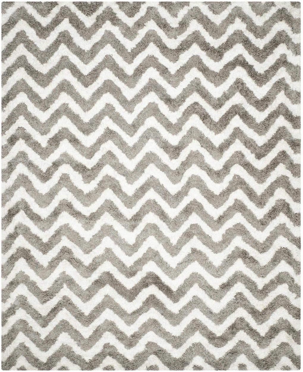 image:imageSAFAVIEH Barcelona Shag Collection Area Rug 9 x 12 Graphite amp Ivory Handmade Chevron 175inch Thick Ideal for High Traffic Areas in Living Room Bedroom BSG320DIvorySilver