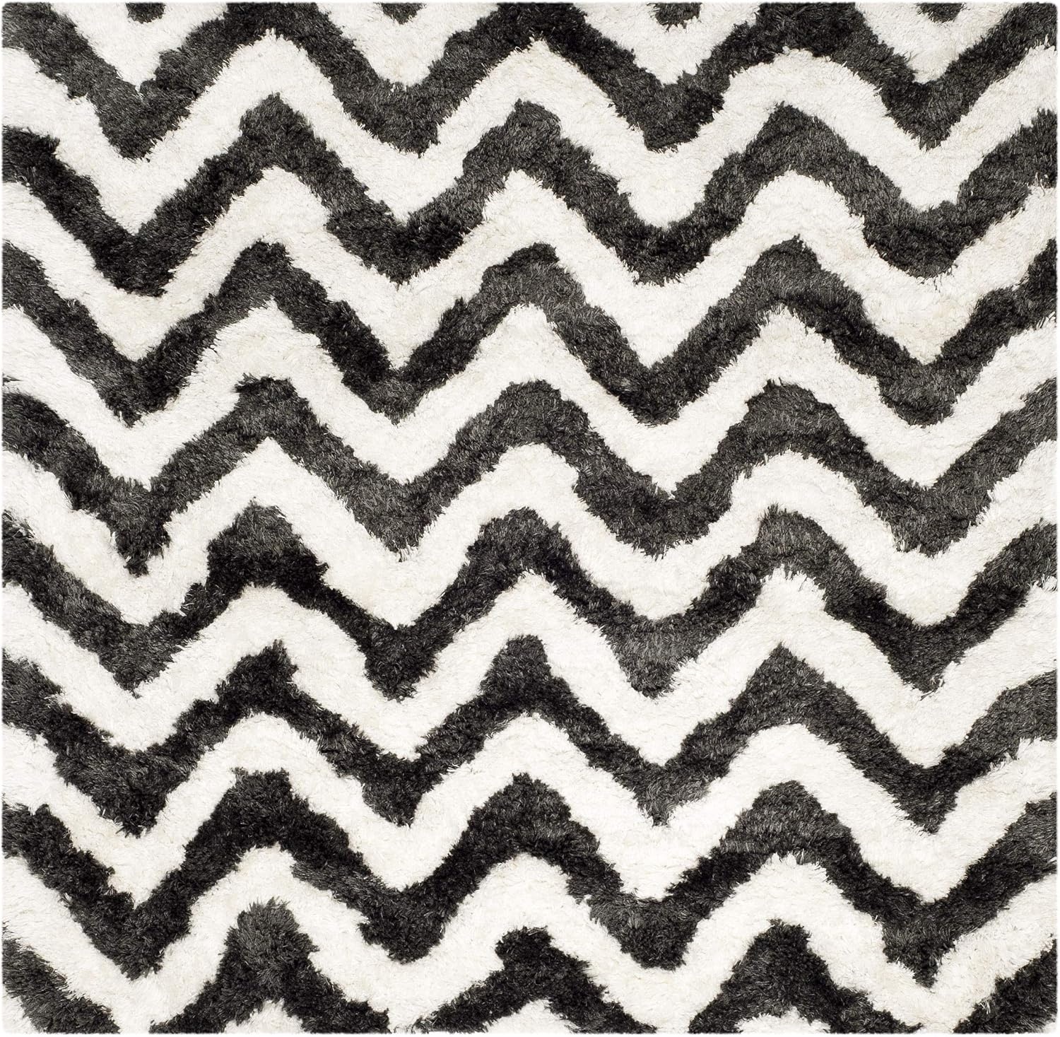 image:imageSAFAVIEH Barcelona Shag Collection Area Rug 9 x 12 Graphite amp Ivory Handmade Chevron 175inch Thick Ideal for High Traffic Areas in Living Room Bedroom BSG320DGraphiteIvory